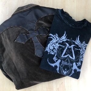 Bundle Mens Affliction Jacket Blazer & Top T-Shirt